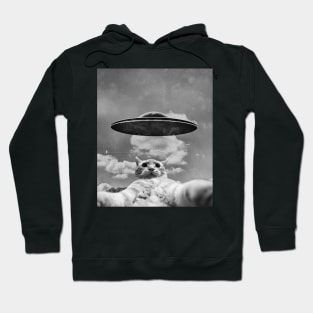 Cat UFO Selfie Funny Alien Hoodie